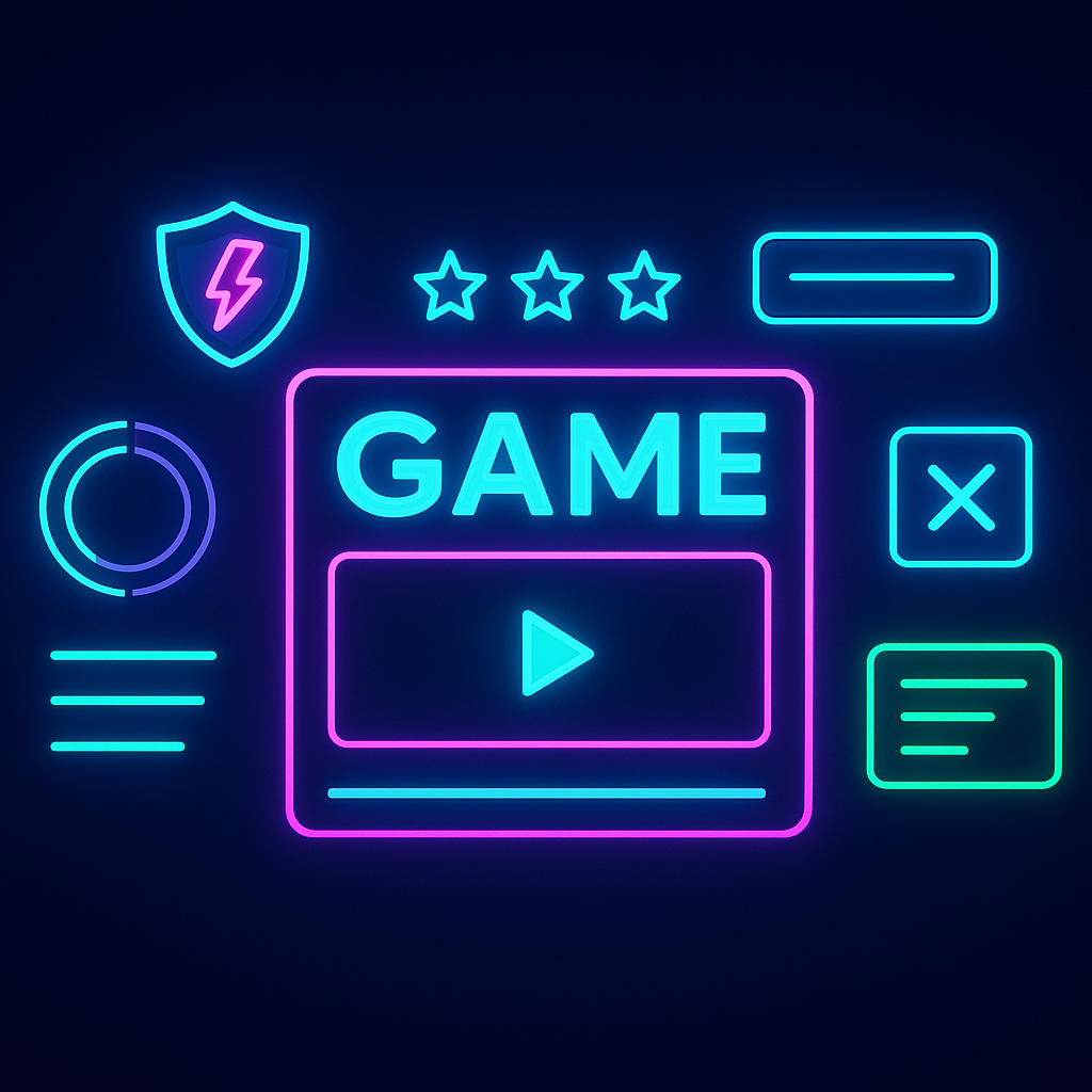 ArcadeForge showcase: neon game UI and prototype reel