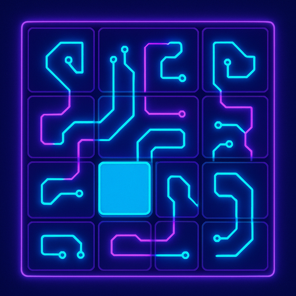 screenshot: neon puzzle demo